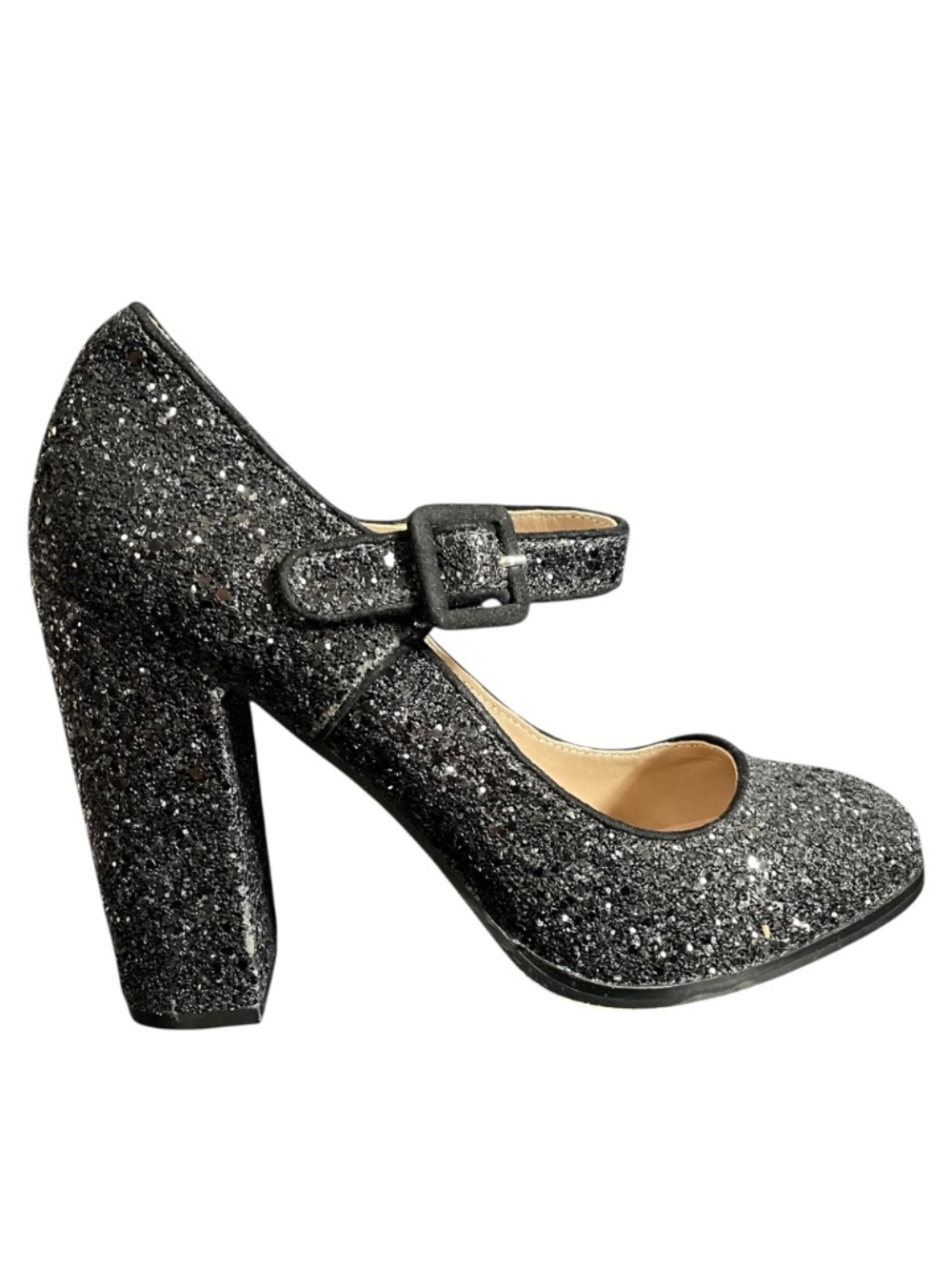 Whimsigoth Mary Jane Heels 8 mix no 6 block heel pumps glitzy sparkly Glitter